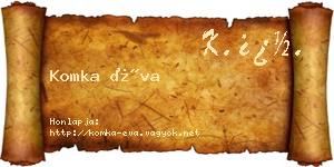 Komka Éva névjegykártya